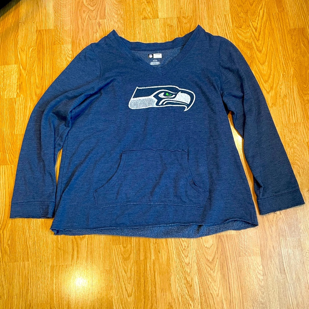 NFL apparel distressed women’s lightweight Seattle seahawk sweatshirt